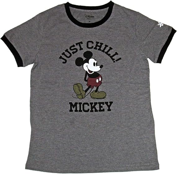 Amazon ディズニー レディース トップス 半袖 天竺 ミッキー マウス プリント リンガー Tシャツ 1653 Tシャツ カットソー 通販