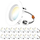 Sunco 16 Pack 4 Inch LED Recessed Lights, 11W 660LM Retrofit Downlight, 5CCT 2700K-5000K, Indoor, Dimmable, Smooth Trim Ceiling Lighting for Kitchen, Bathroom, Bedroom, Energy Star, UL