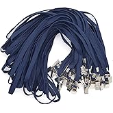 Bird Fiy 50 Pcs Cotton Lanyards Bulldog Clip 32-inch Flat Braid Neck Lanyard for Id Cards/Badges