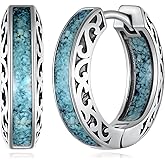 Mens Hoop Earrings 925 Sterling Silver Turquoise Hoop Earrings Turquoise Jewelry for Men