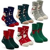 Lollisy Girls Winter Wool Socks Kids Cartoon Warm Socks Thick Thermal Socks for Girls 6 Pack