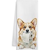 WOTYPU Funny Welsh Corgi Gifts Bathroom Hand Towels, Gifts for Corgi Lovers, Dog Lover Gifts Decorative Hand Towels for Kids Guest Bathroom Washroom Half Bath, 16x24 Inch