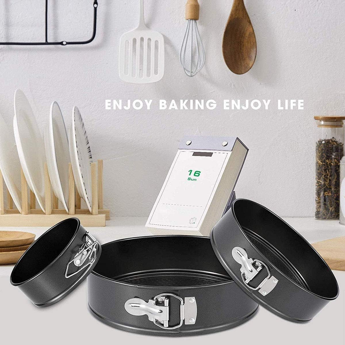 3Pcs Springform Pan set Non-stick Leakproof 4"/7"/9" Cake Pan Leakproof Round Baking Pans with Quick Release Latch and Removable Bottom, Wedding Party Cake Bakeware Set: Kitchen & Dining