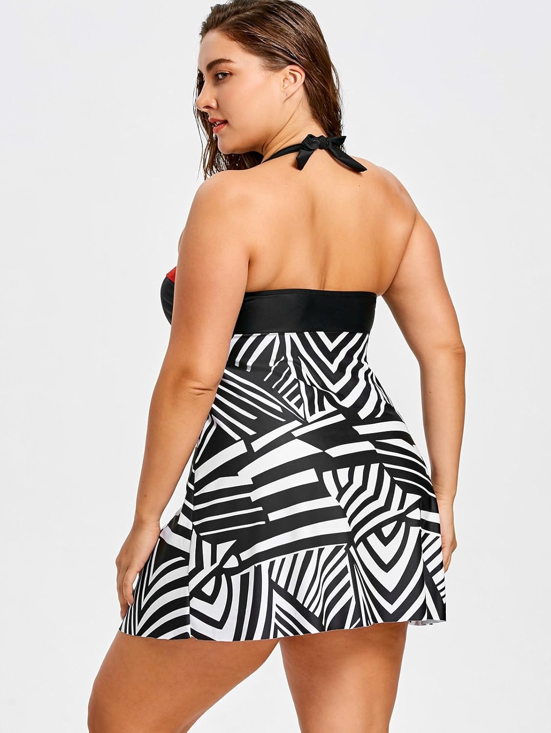 hannea plus size geometric empire waist tankini