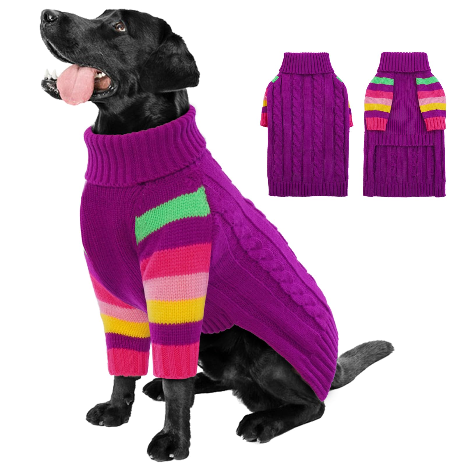 OUOBOB Large Dog Jumper - Turtleneck Pullover Winter Dog Vest for Christmas, Pet Sweatshirt Apparel Knitwear for Girls & Boys, Great Dane XXXXL