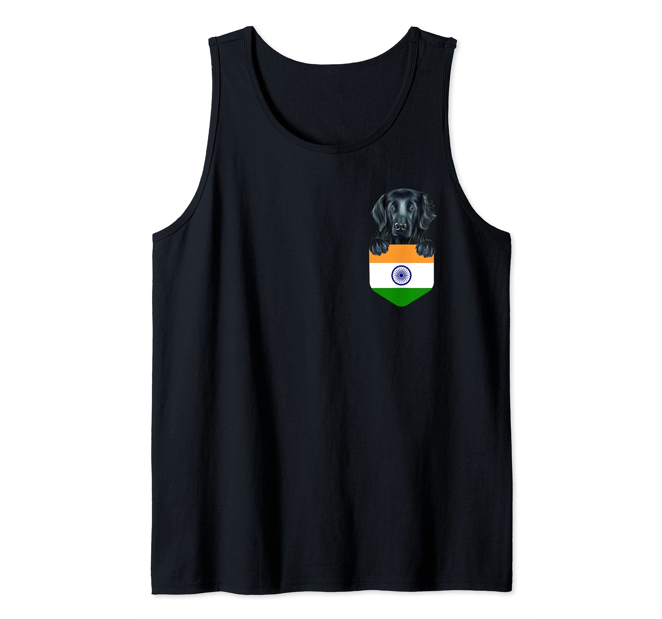 India Flag Flat-Coated Retriever Dog In Pocket Tank Top