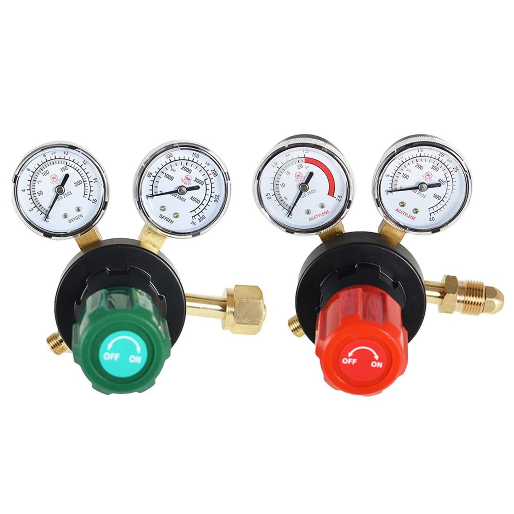 thumbnail image 2 of Oxygen Acetylene Regulator Combo Kit With Gauges - CGA540 & CGA510 Inlet - Portable Welding Torch Setup 2 of 5