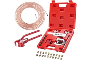 Bicos 25 ft 3/16" Copper Coated Brake Line Kit 16 Brake Line Fittings and 4 Unions Brake Line Fittings Double & Single Flaring Tool Kit Brake line Bender