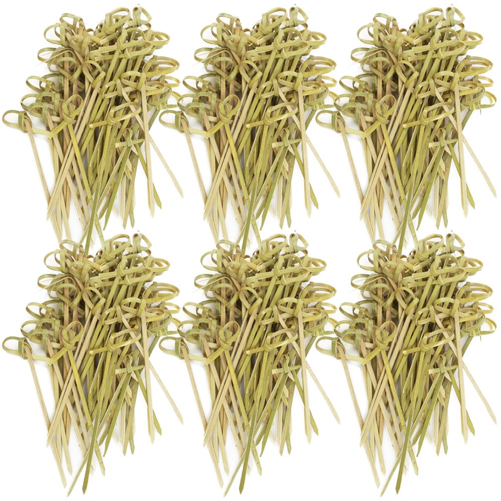 COM-FOUR® 240x Finger Food skewers Made from Plant-Based raw Materials - canapé Sticks - Wooden skewers with Knots - Party Picks (200 Pieces - 12cm / Knot)