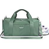 PHSYNI Gym Bag for Women Girls with Shoe Compartment & Wet Pocket - Duffle Bag for Travel Sports Fitness Workout Athletic, 19"-Medium, Olive Green