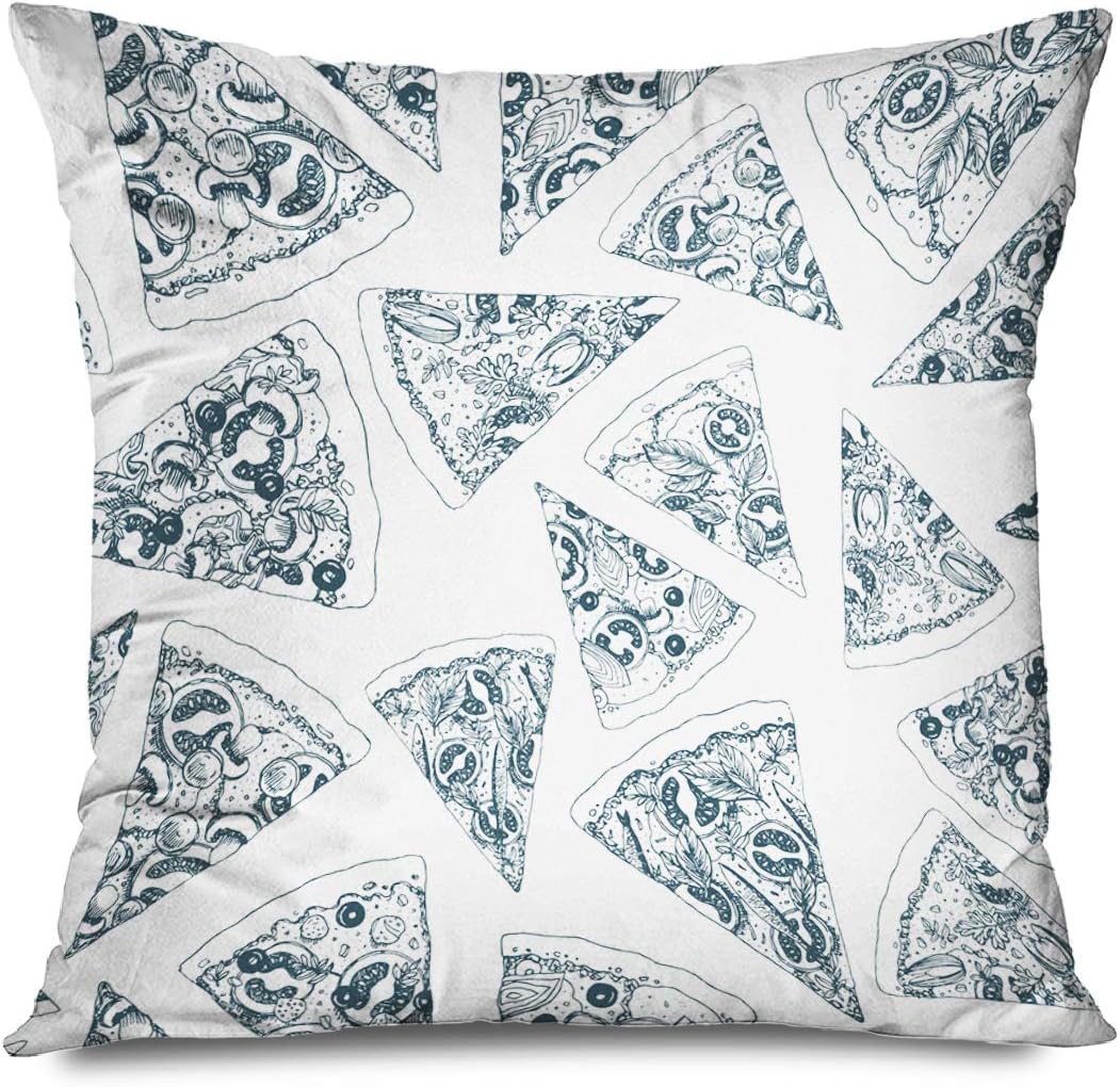 Onete Throw Pillow Cover Square 20"x20" Pizza Olive Seamless Vintage Pattern Cooking Oven Textures Template Food Drink Symbol Set Italian Cushion Pillow Case Home Decor Zippered Pillowcase