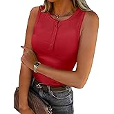 ANRABESS Tank Tops for Women Sleeveless Henley High Neck Summer Casual Ribbed Slim Shirts Racerback Beach Vacation Clothes