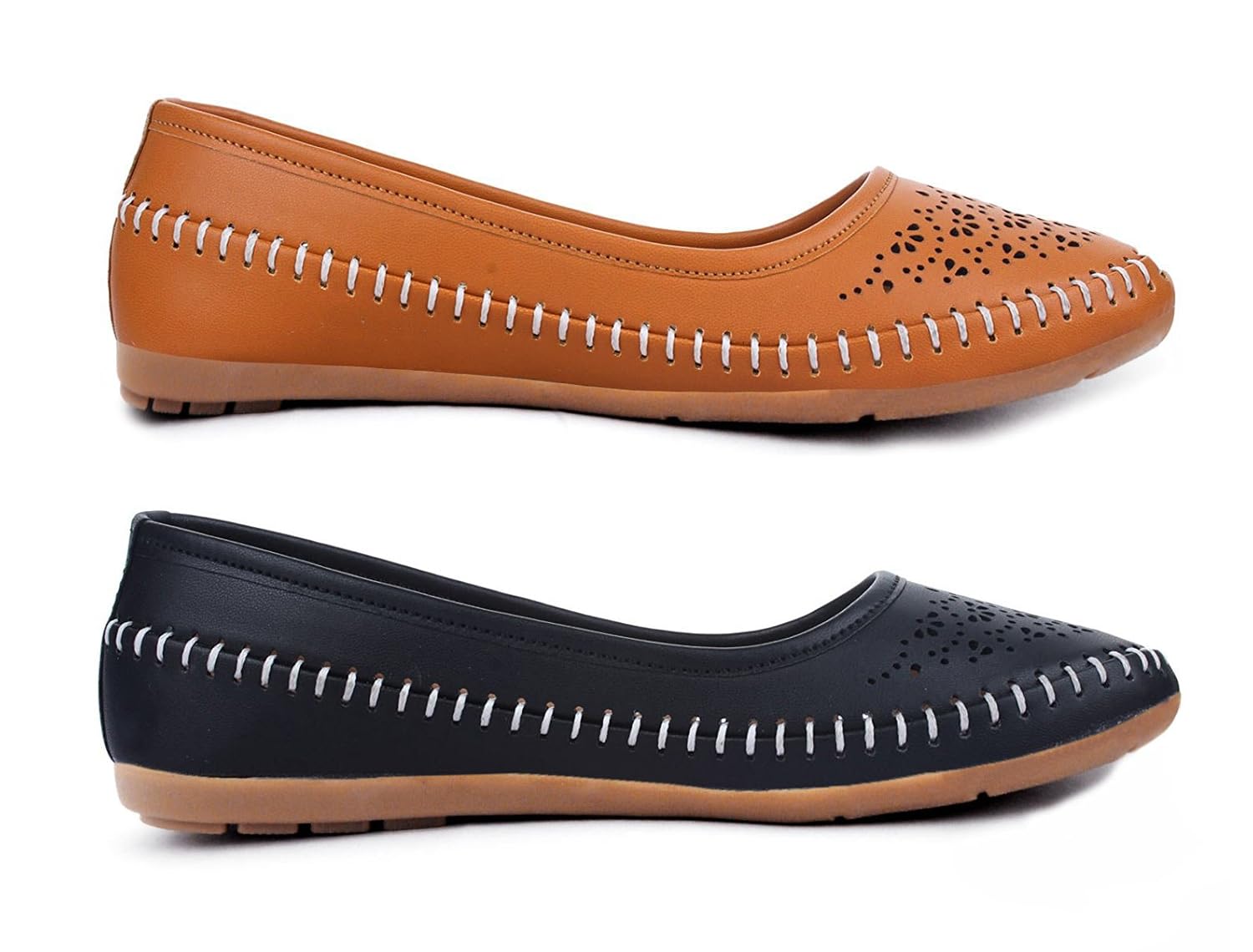 ziaula synthetic stylish laser cut bellies for woman (belly shoe) combo pack