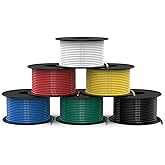 NAOEVO 20 Gauge Wire 300ft, 20 AWG Wire 6 Colors 50ft Each Spool, Flexible Silicone Tinned Copper Electrical Cable, Wiring kit for Breadboard/Automotive/DIY/Battery, 200℃