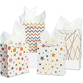 Ehpiern 4PCS Beautiful Gift Bags, 9" Medium Size Gift Bag with Handles and Tissue Paper, Reusable Gift Bags Suitable for Presents of Baby Shower, Birthday, Weddings, Christmas, Mothers Day & Other Occasion (Colorful)