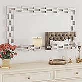 Chende Large Wall Mirror. 47'' x 24'' Modern Decorative Mirror with Frameless Glass Frame, Elegant Accent Mirror for Bathroom
