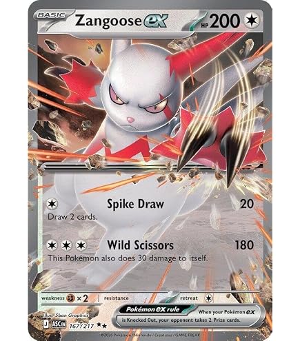Amazon.com: Pokemon - Zangoose ex 167/217 - Ascended Heroes