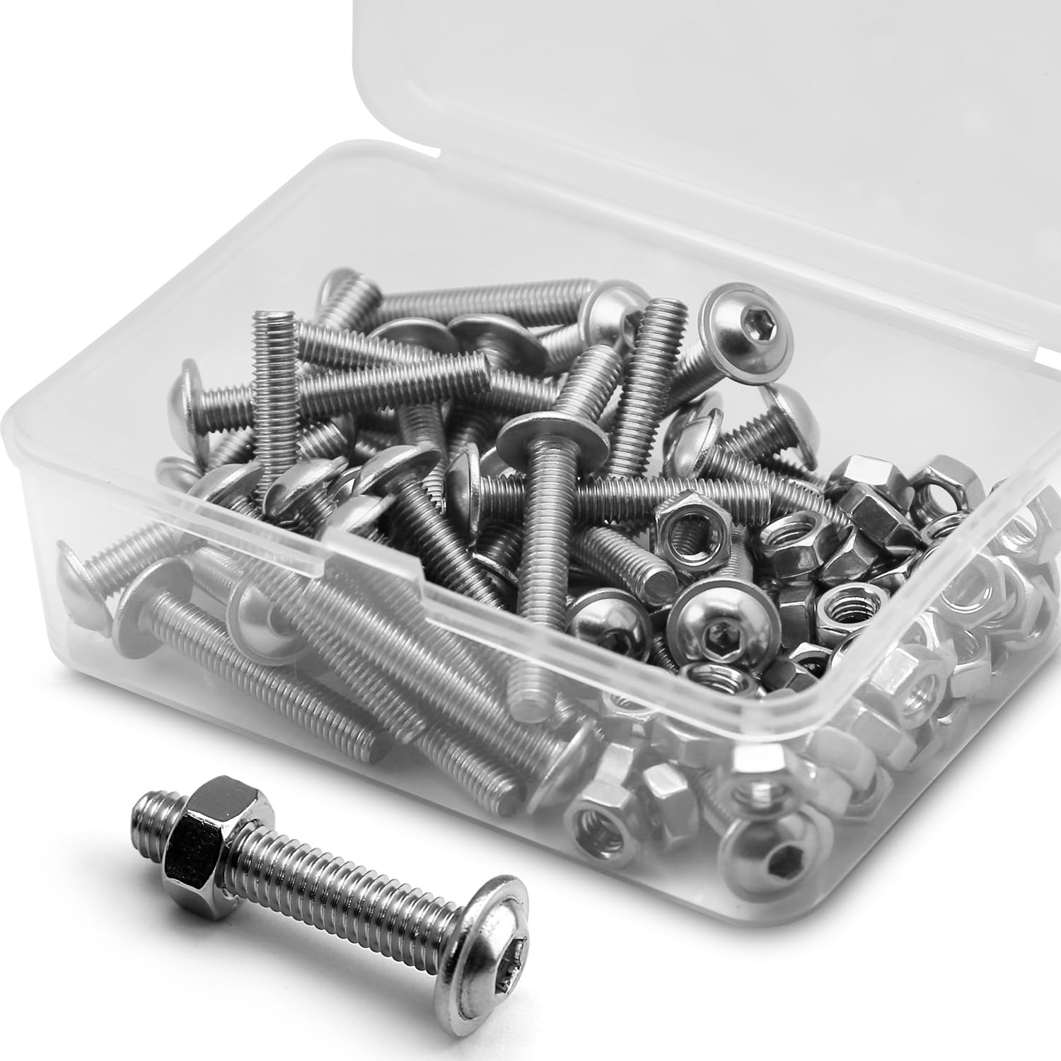(40 pcs) M5 x 20mm Hex Socket Screws with Flange and Nuts Set 304 Stainless Steel Pan Head Screws