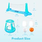 JOYIN Inflatable Volleyball Court & Basketball Hoop Pool Float Set Blue view 6
