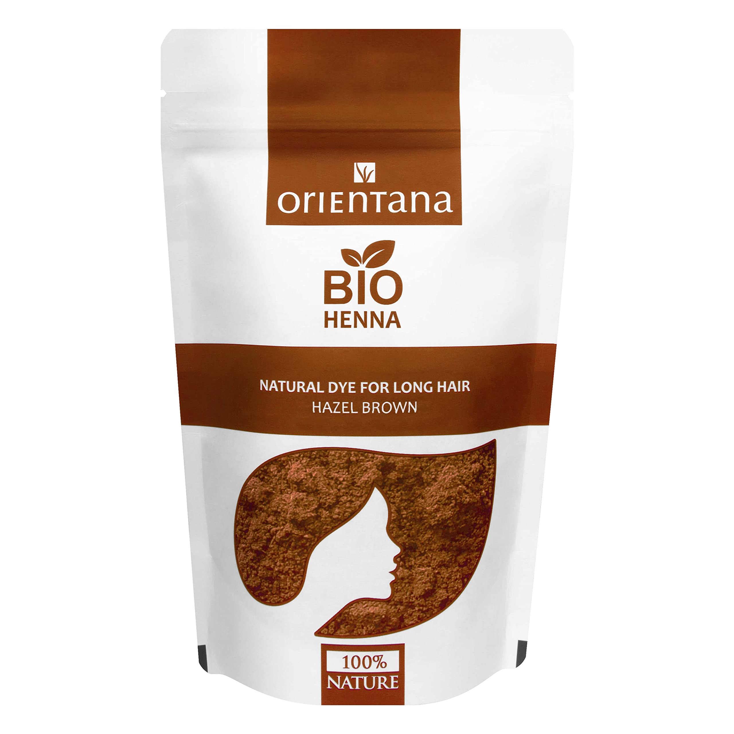Orientana - Bio Hair Henna Hazel Brown | 100% Natural Vegan Herbal Powder For Hair Dye | Hazel Brown For Long Hair | Hair Growth Herbal Permanent Colour | Nourish Shine & Volume - 100g