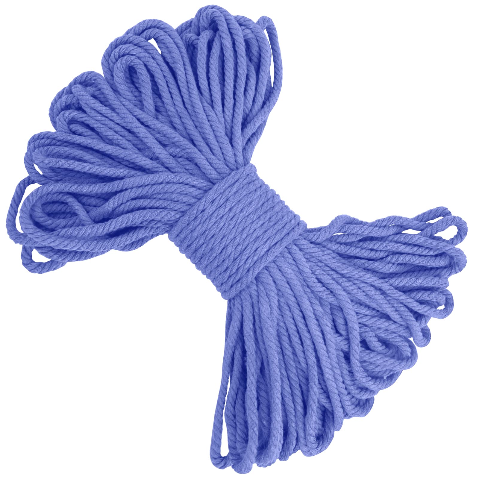 LEREATI Macrame Cord 5mm x 20m, Thick Cotton Macrame Rope Yarn Craft String, Coloured Cotton Cord for Macrame Plant Hanger, Wall Hanging, DIY Crafts, Gift Wrapping, Home Decorations (Haze Blue)
