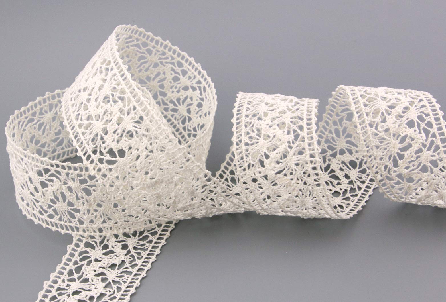 finemark 15 m x 38 mm lace ribbon Emma cream ivory sold by The metre lace crochet ribbon cotton lace decorative ribbon crocheted lace trim cotton