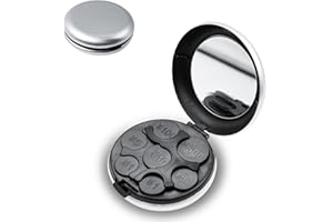 AELOER Japanese Coin Organizer, Yen Coin Organizer for Cars with Mirror, Portable Coin Dispenser with 7 Slots, Pocket Case Holder for Storage, Compact Money Sorter, Silver