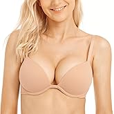 Wingslove Women's Push Up Bra Deep V Plunge Underwire T-Shirt Bra Multiway 2 Cups Up