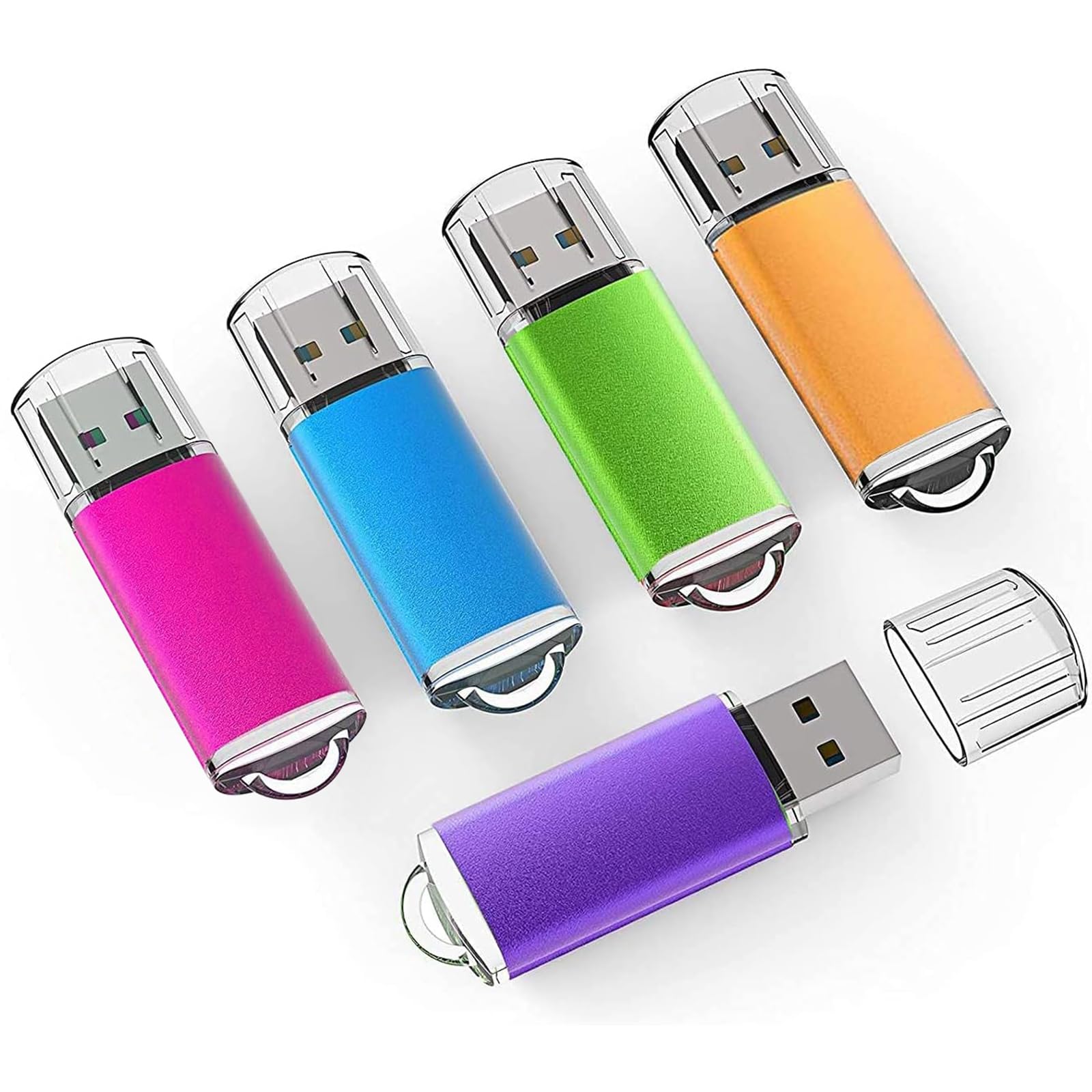 Fenglangrong 5PCS USB Flash Drive USB 2.0/3.0 Memory Stick Memory Drive Pen Drive Blue/Purple/Pink/Green/Orange (1GB)