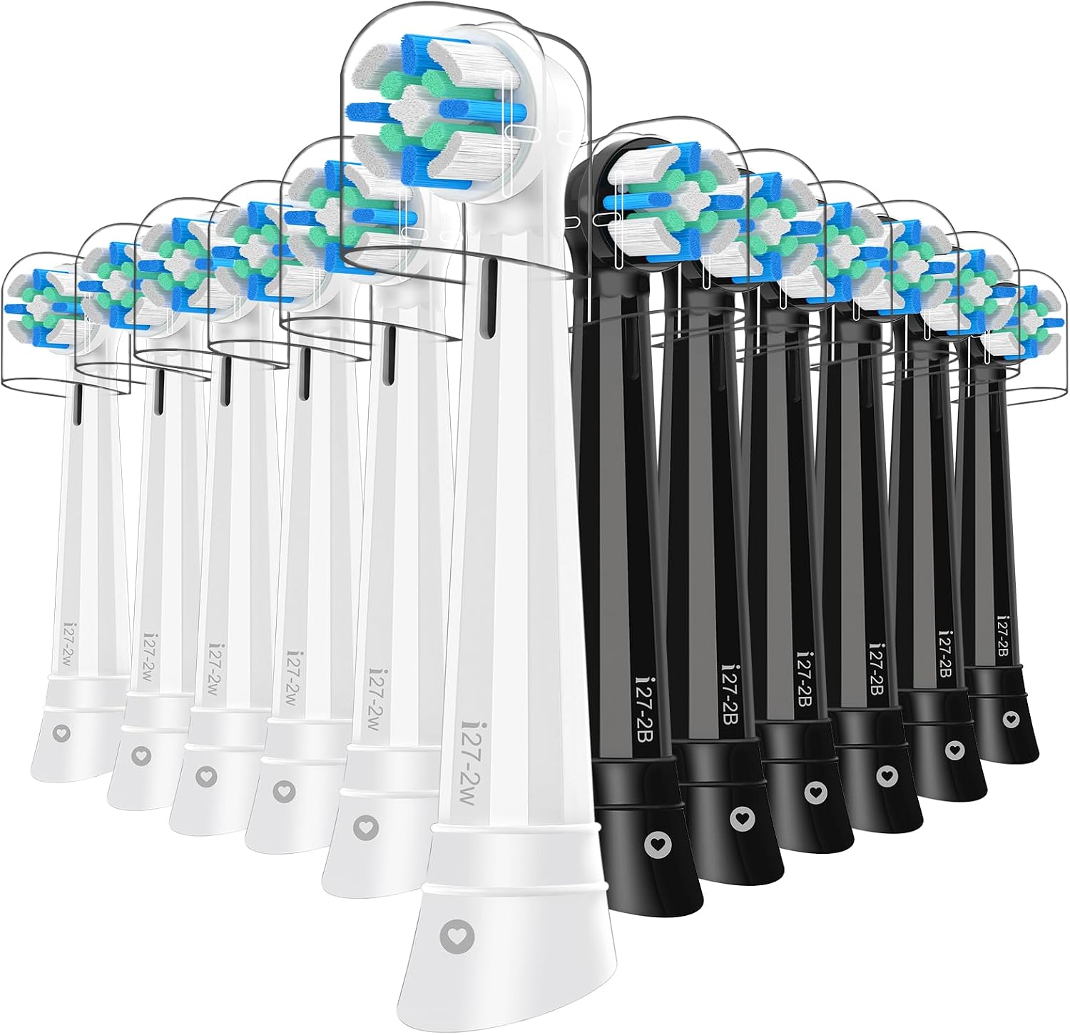 12 Pcs IO Replacement Heads Compatible with Oral B IO 2/3/4/5/6/7/8/9/10 Electric Toothbrush, Brush Heads for Teeth Clean Compatible with Oral B IO (Black/White)