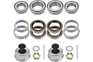 LUMANIOUS 2 Set 25580 14125A Trailer Axle Bearings Kit with 10-36 22333TB Grease Seals,2.72'' Trailer Dust Caps, Cotter Pins, Axle Nuts & Washers, Fits for 1.25" to 1.75" 5200-7000 lb Tandem Axles #D42 Spindle
