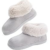 feetfreein Women's Microsuede Bootie Slippers Warm Winter Memory Foam House Shoes for Indoor Outdoor