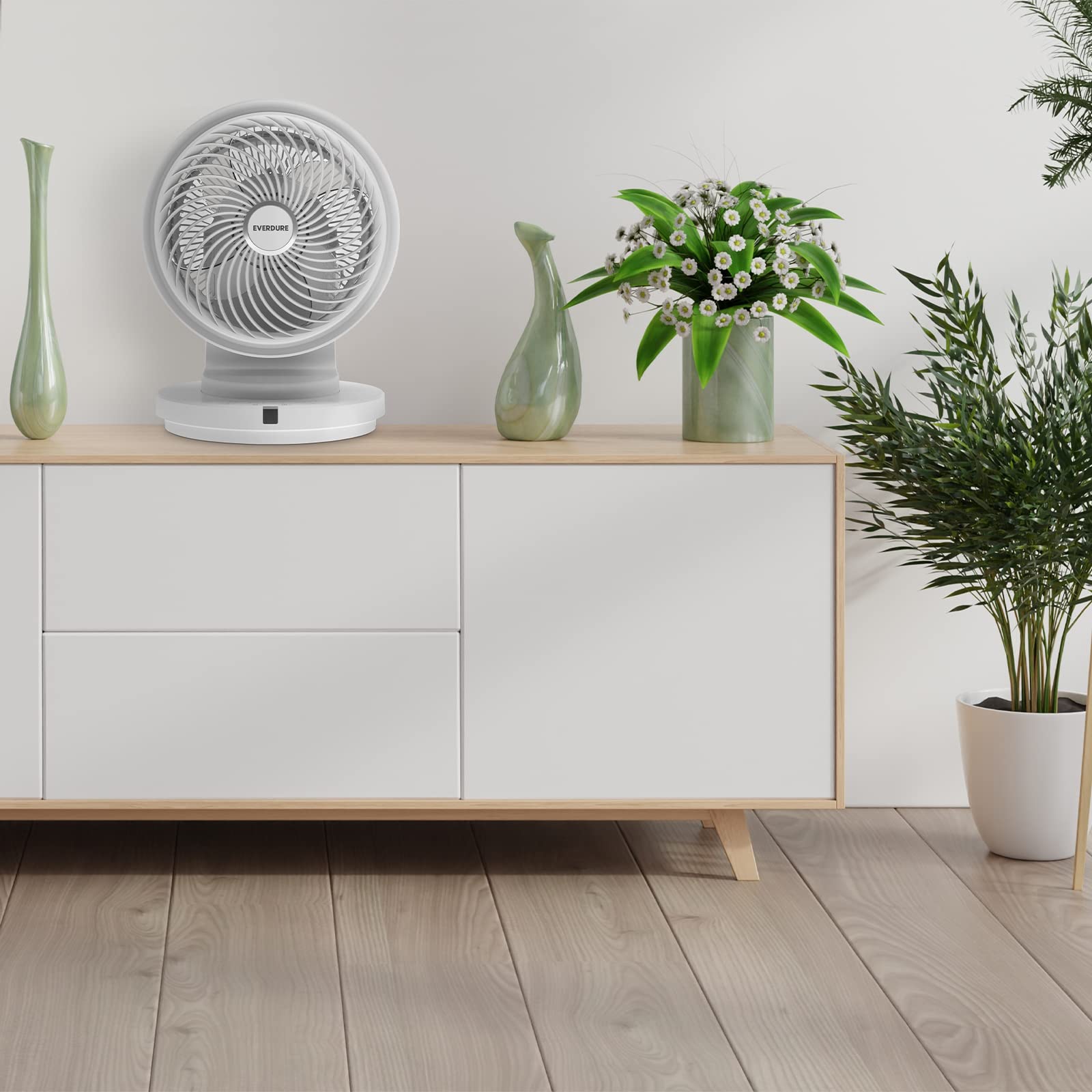 Everdure 9” Oscillating AC Desk or Table Fan, Remote Controlled, 4 Speed Settings, 2 Wind Modes, Targeted Airflow Control, Portable, Perfect for Bedroom, Living Room, Home Office, Black