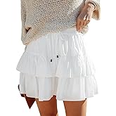 Aoudery Flowy Shorts for Women Boho Ruffled Tiered Skorts Casual High Waist Mini Skirts Tennis Golf Comfy Shorts 2025