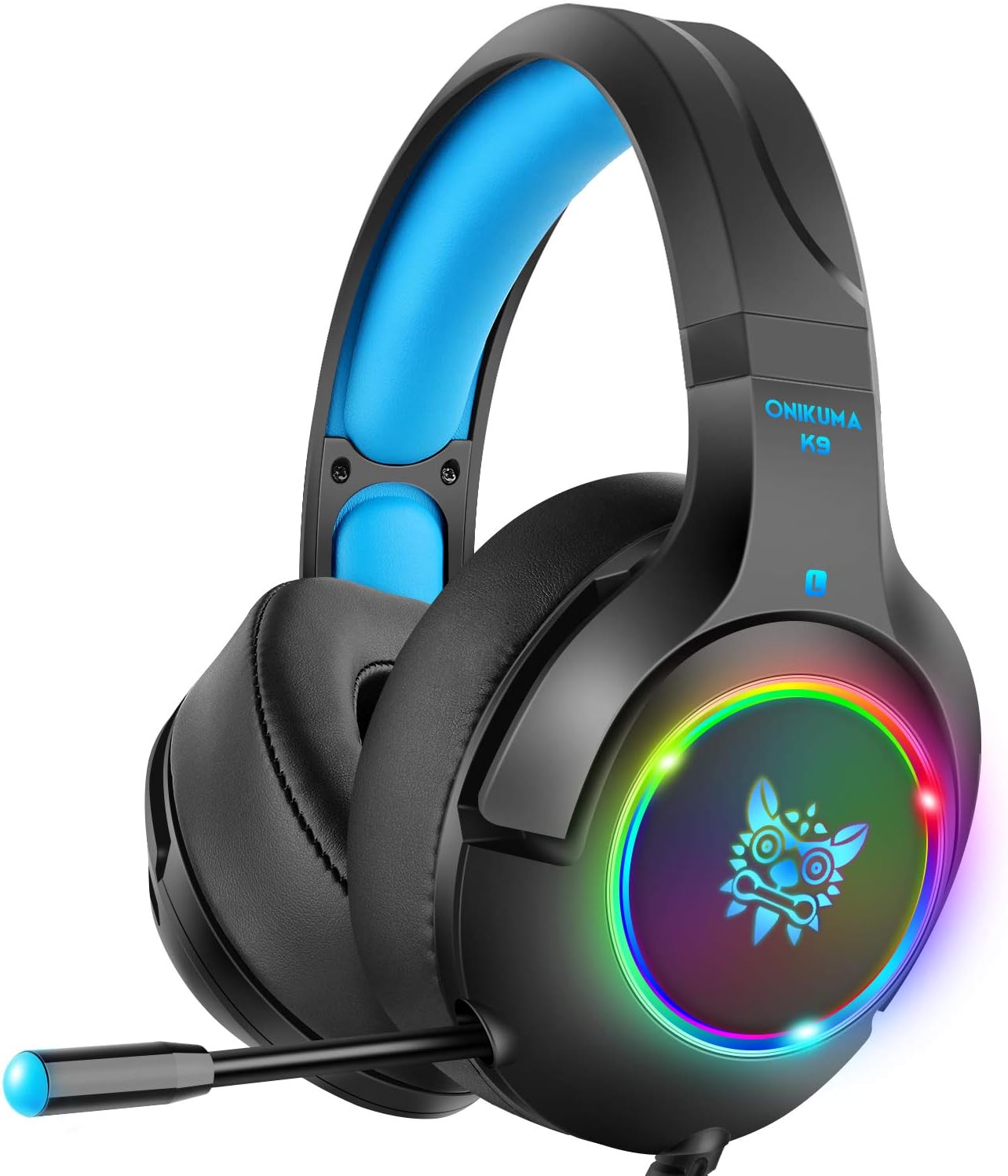 DIZA100 Stereo Gaming Headset PS4 Headset with 7 Colors Breathing LED Light, Xbox One Headset with 7.1 Surround Sound, Noise Cancelling Mic for PS4, Xbox One, PC Games
