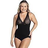 Leonisa Sheer Stripe Detail Sculpting Bodysuit - Tummy Control Shapewear for Women