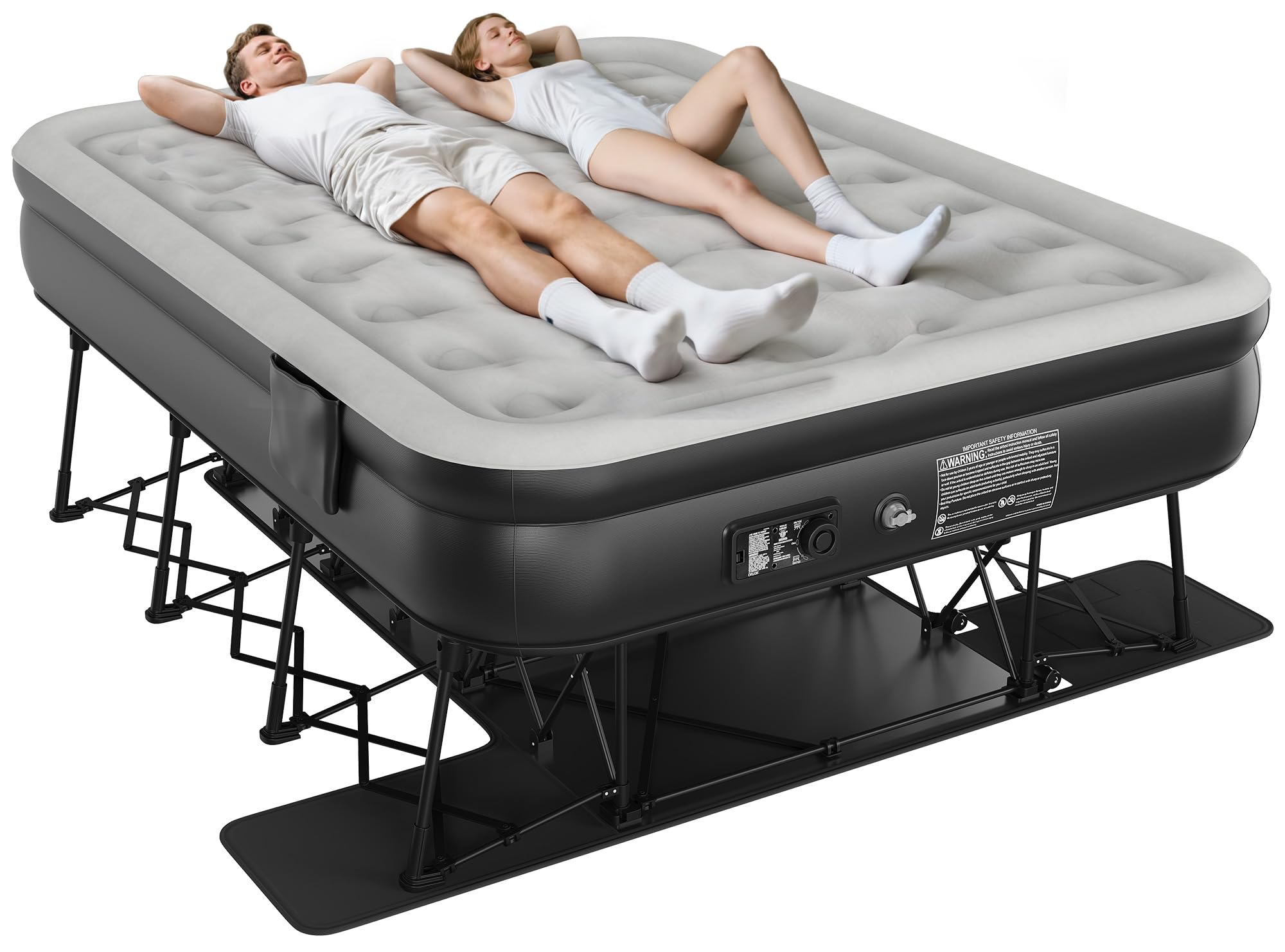 YITAHOME Inflatable Queen Air Mattress with Steel Frame and Built-in ...