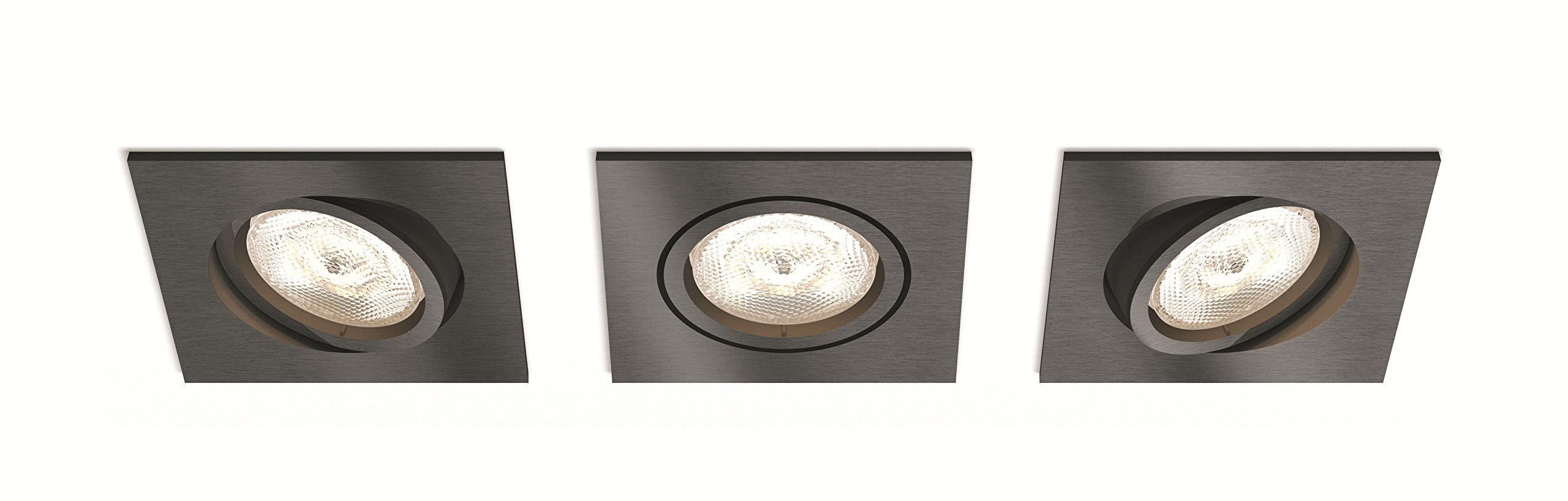 Philips "myLiving" Shellbark Recessed Spot Light, Grey, GU10, 4.5 Watts, 3-Piece