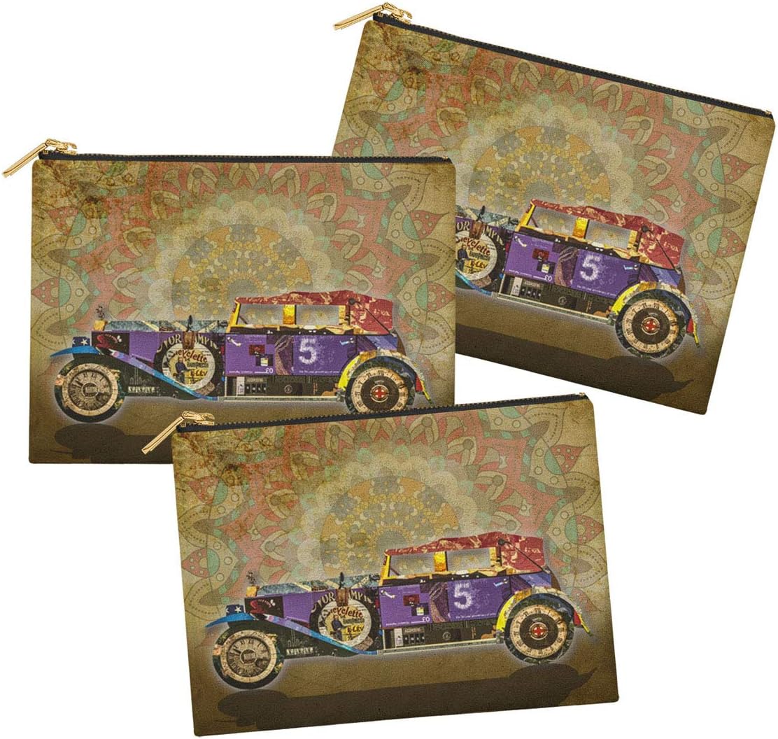 Timingila Beige2 Vintage Multipurpose Cosmetic Pouch Pencil Case Make Up Bag Pack of 3