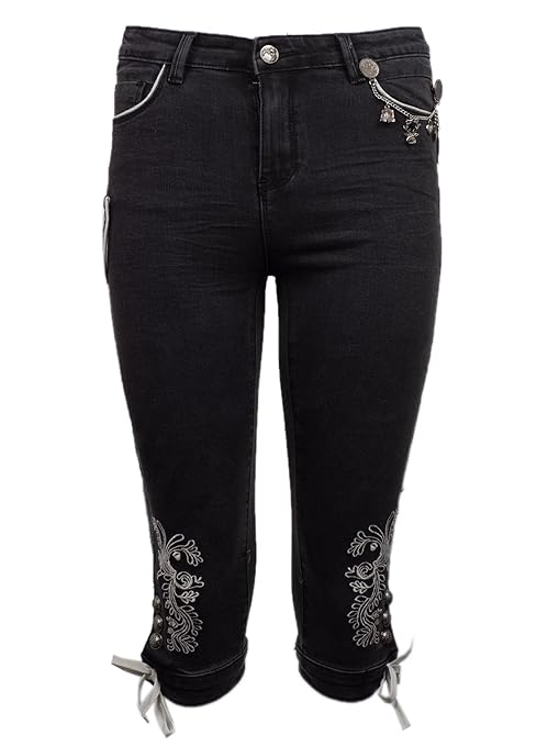 Marjo Jeans Dakota Afra Damen Schwarz Trachtenjeans Stretch