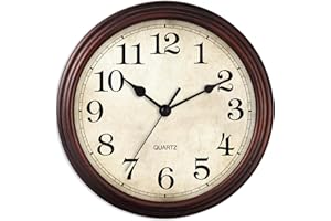 HYLANDA Wall Clock, 9 Inch Silent Non Ticking Classic Battery Operated Clocks, Decorative for Living Room, Bedrooms, Bathroom, Kitchen Office (Bronze)
