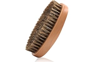 Kootinn Boar Bristle Hair Beard Brush for Men - Small Soft Beard Brush, Pocket Travel Men's Wooden Mustache Brush