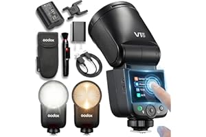 Godox V1 MID S Flash for Sony,55W Round Head Speedlite Touchscreen,Upgrade 24mm,650+Full Power Pops,1.7s Recycle, TTL/HSS 1/8