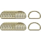 Tsnamay 20Pcs 1 Inch Metal D Rings Buckles Antique for Belts Bags DIY Leathercraft,Gold 25mm