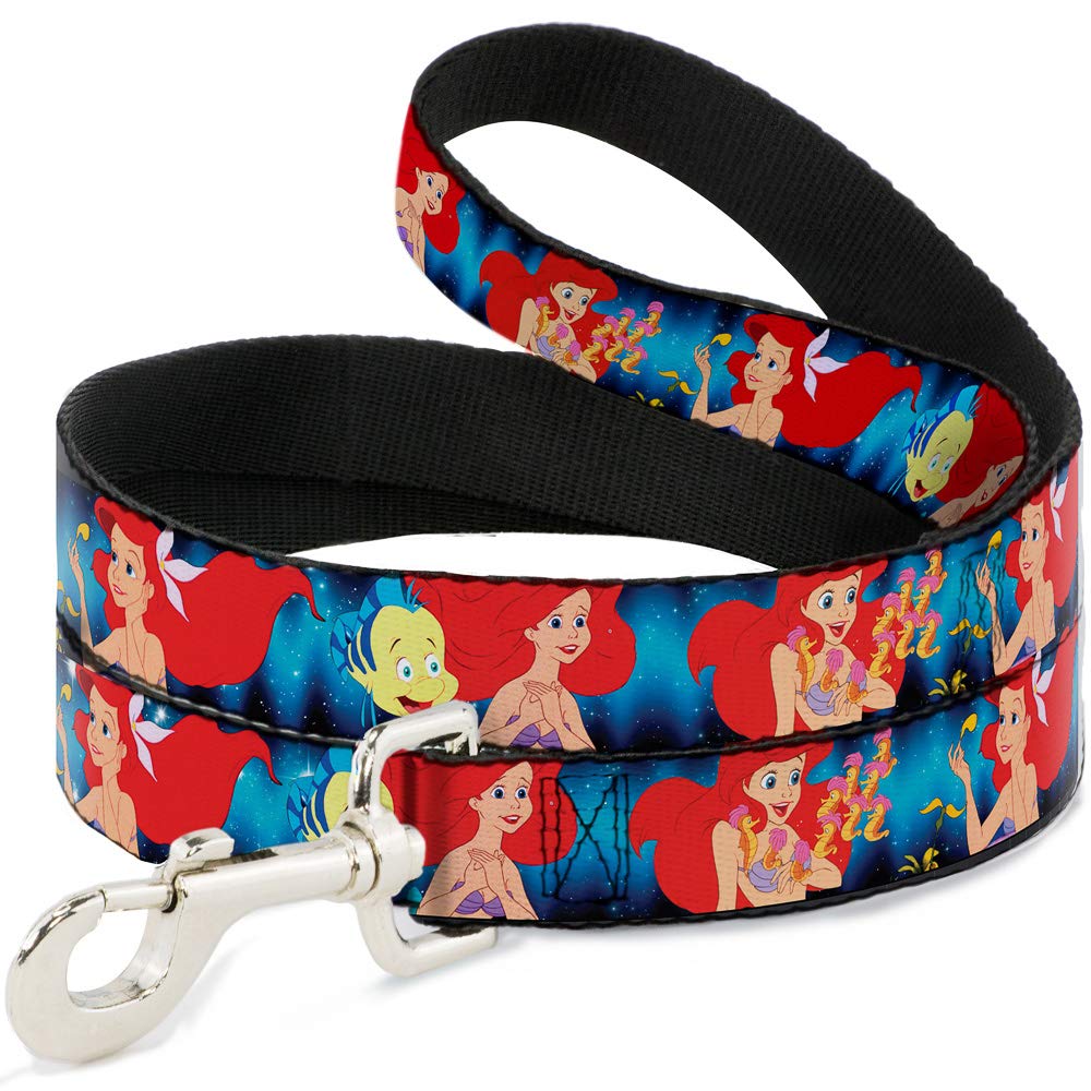 Buckle-Down Pet Leash - The Little Mermaid Under the Sea Scenes - 6 Feet Long - 1/2" Wide