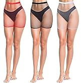 Tweruna 3 PCS Fishnet Shorts Women, Elastic Mesh Biker Shorts for Women, Sheer Fish Net Stocking Beach Short for Womens