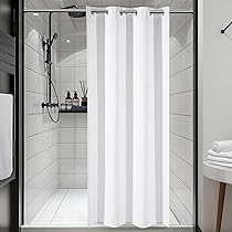 Goodbath Rideau De Douche Sans Crochet U2013 Rideau De Douche Imperméable Sans Anneau Gaufré Blanc Pour Salle De Bain 182 X 188 Cm