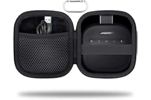 for Bose New SoundLink Micro 2nd Gen Portable Bluetooth Speaker Hard Protective Case, Portable Travel Case with Carabiner (Black) - co2CREA