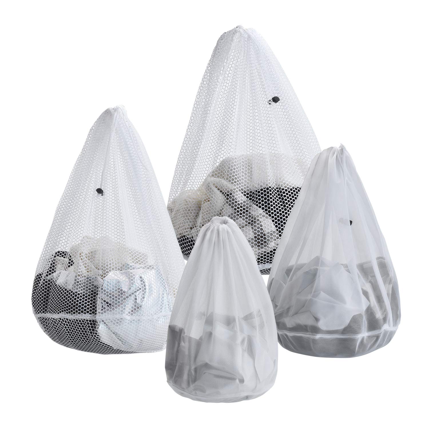 ARZASGO Mesh Laundry Bags, 4 Pack Heavy Duty Drawstring Laundry Washing Bags for Delicates, Garments, Lingerie, Socks, Bras and Baby Clothes