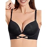 Amafuur Push Up Padded Bras for Women T Shirt Bombshell Plunge Everyday Bra Seamless Underwire Support